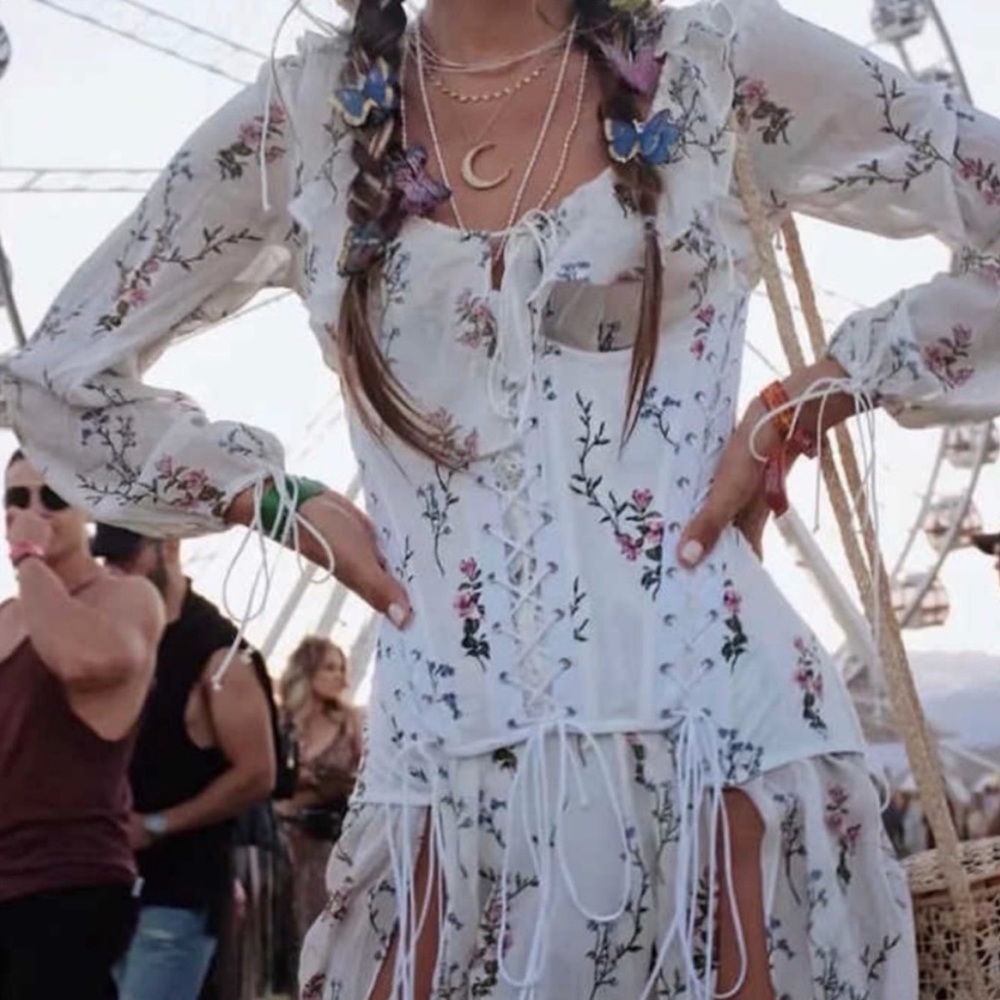 For Love And Lemons Lillie White Floral Dress - Picture 3 of 5